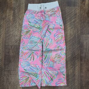 Lilly Pulitzer The Beach Pant Size Medium 100% Linen In Shellabrate Print